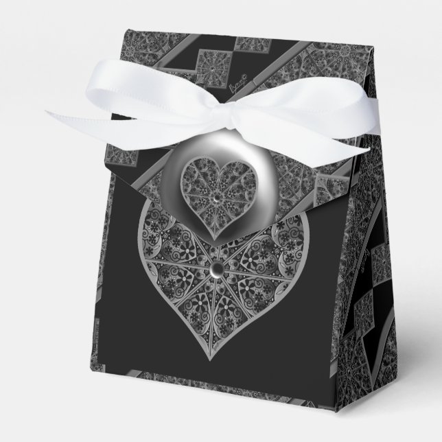 Ceramic Lace Black Favor Box (Front Side)