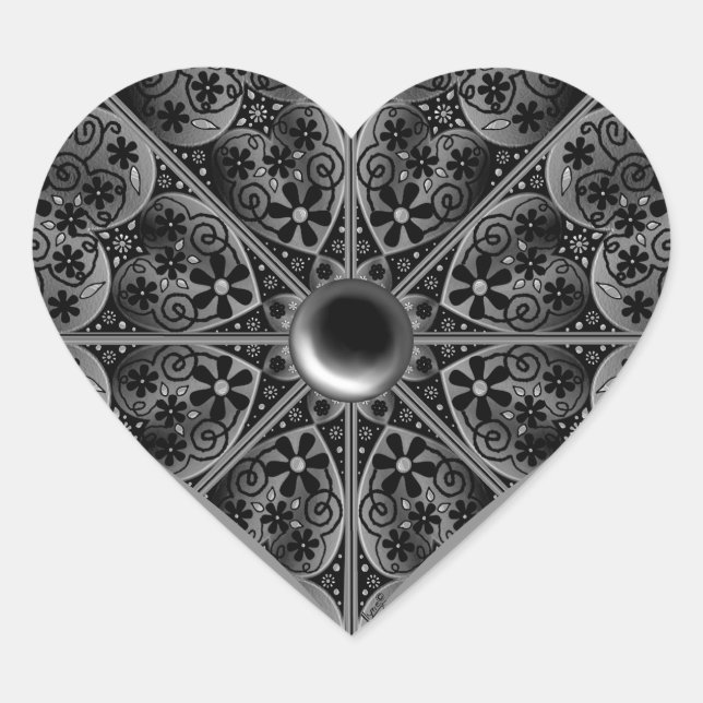 Ceramic Lace Black Heart Sticker (Front)