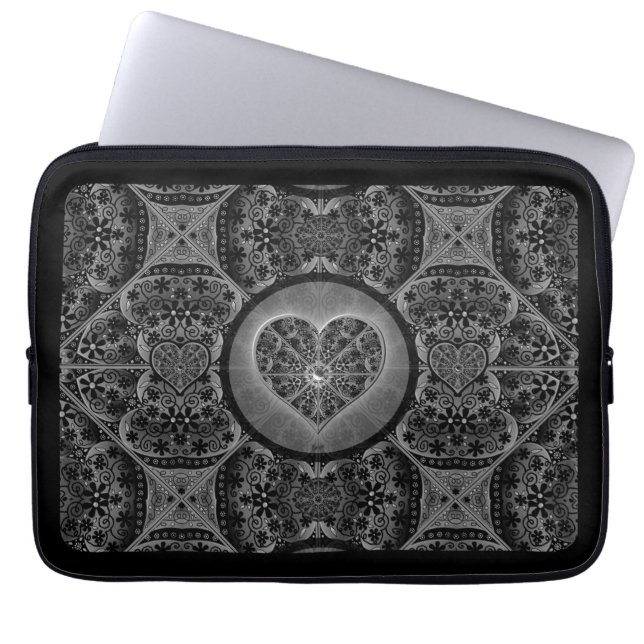 Ceramic Lace Black Laptop Sleeve (Front)