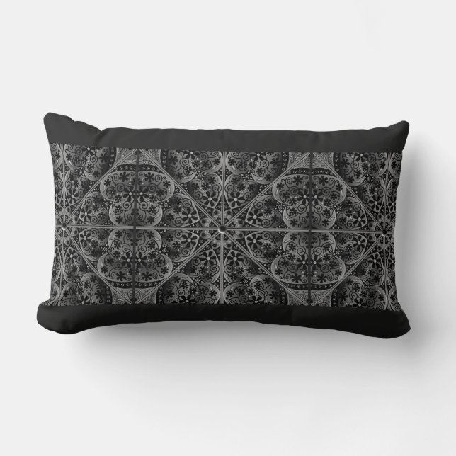 Ceramic Lace Black Lumbar Pillow (Front)