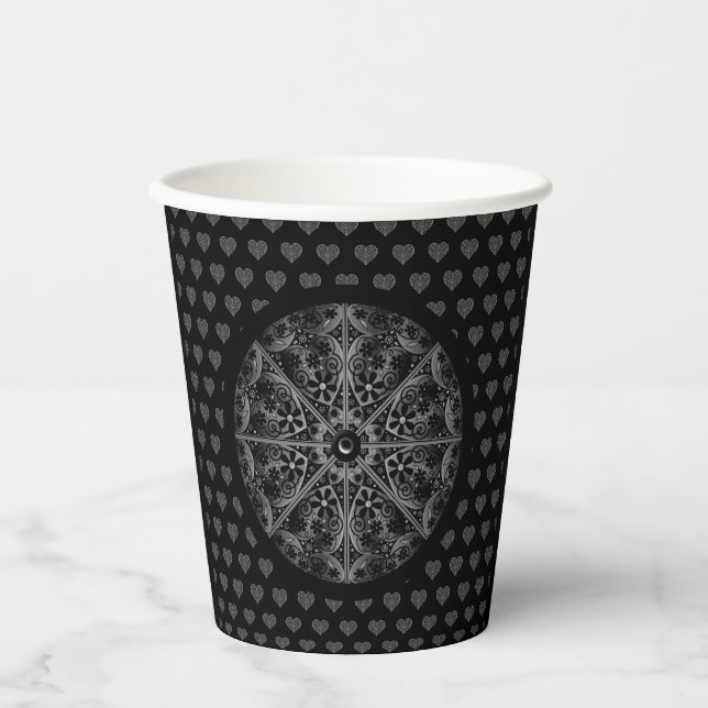 Ceramic Lace Black Paper Cups (Front)
