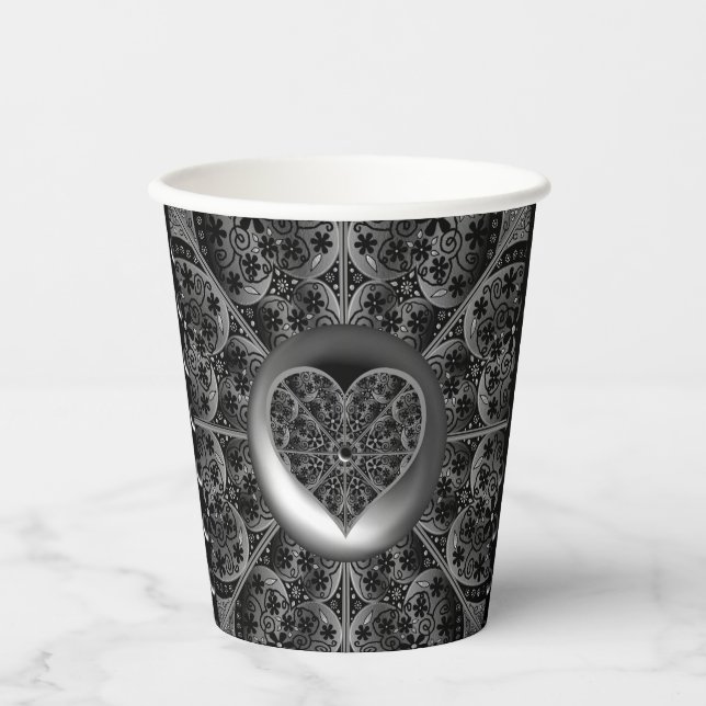 Ceramic Lace Black Paper Cups (Front)