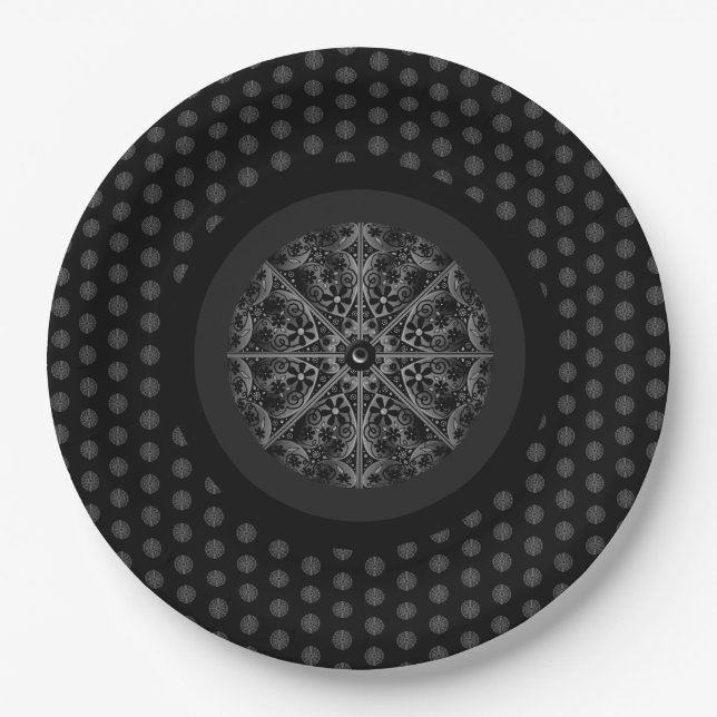 Ceramic Lace Black Paper Plate (Front)