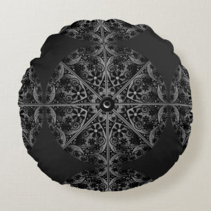 Ceramic Lace Black Round Pillow