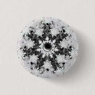 Ceramic lace black & snowflake 1 inch round button