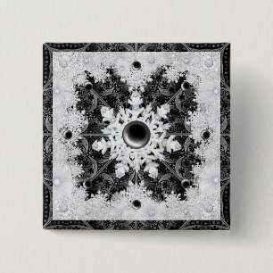 Ceramic lace black & snowflake 2 inch square button