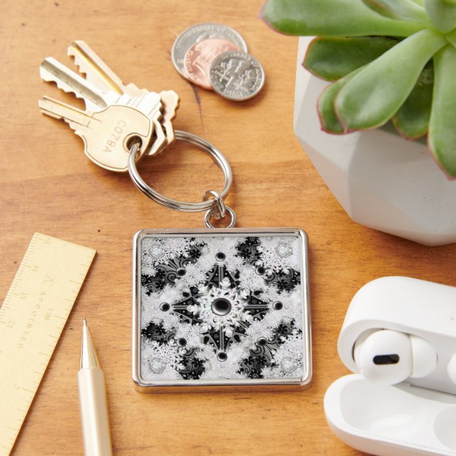 Ceramic lace black & snowflake keychain (Desk)