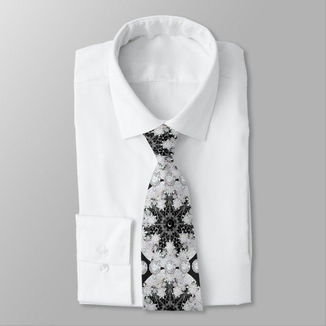 Ceramic lace black & snowflake tie (Tied)