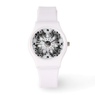 Ceramic lace black & snowflake watch