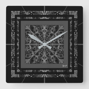 Ceramic Lace Black Square Wall Clock