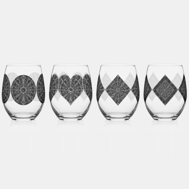 Ceramic lace Black Stemless Wine Glass (Left)