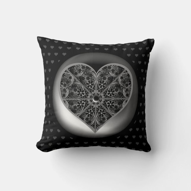 Ceramic Lace Black Throw Pillow (Front)