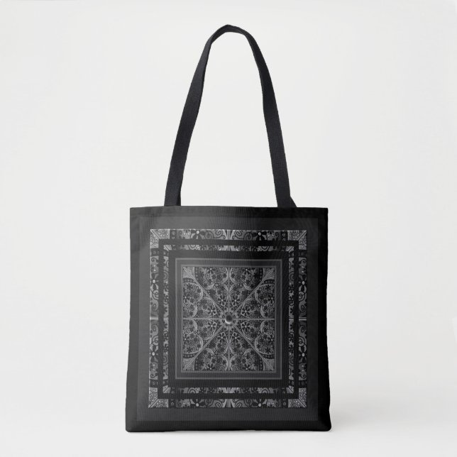 Ceramic lace Black Tote Bag (Front)