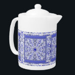 Ceramic Lace Blue of Greece<br><div class="desc">Lace print added to a ceramic effect for this fine pattern with some inlays of pearls or cabochons (drawn). A finely crafted, classy original style. Here in Blue of Greece (which is a famous colour in the Greek Cyclades), this pattern also exists in light grey, light blue and Black in...</div>