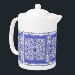 Ceramic Lace Blue of Greece<br><div class="desc">Lace print added to a ceramic effect for this fine pattern with some inlays of pearls or cabochons (drawn). A finely crafted, classy original style. Here in Blue of Greece (which is a famous colour in the Greek Cyclades), this pattern also exists in light grey, light blue and Black in...</div>