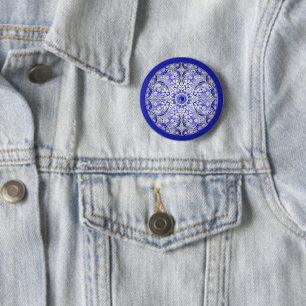 Ceramic Lace Blue of Greece 2 Inch Round Button