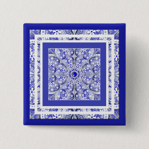 Ceramic Lace Blue of Greece 2 Inch Square Button