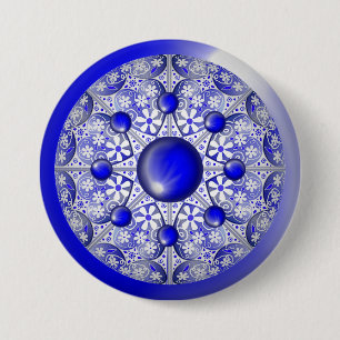 Ceramic Lace Blue of Greece 3 Inch Round Button