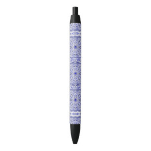 ceramic lace Blue of Greece Black Ink Pen