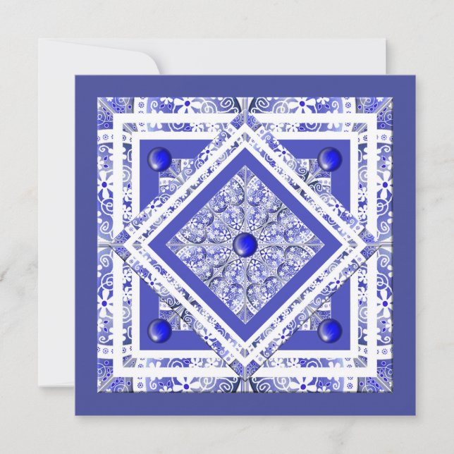 Ceramic Lace Blue of Greece blank card (Front)