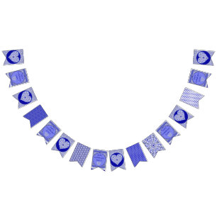 Ceramic Lace Blue of Greece Bunting Flags