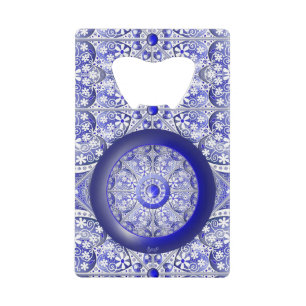 Ceramic Lace Blue of Greece Credit Card Bottle Opener