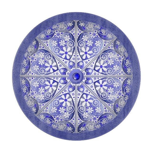 Ceramic Lace Blue of Greece Cutting Board (Front)
