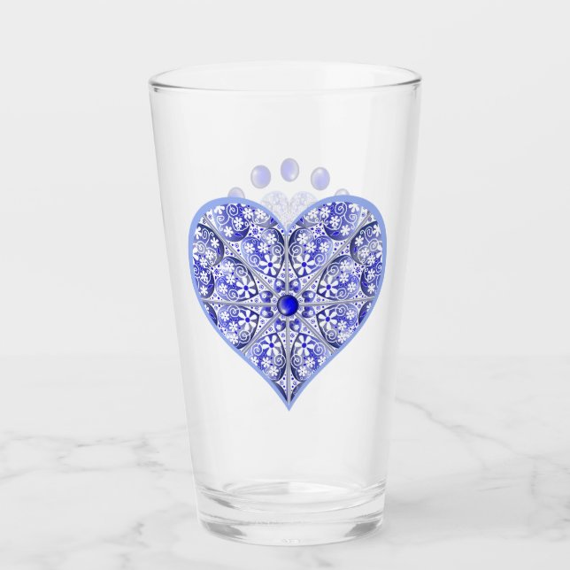 Ceramic Lace Blue of Greece Glass (Front)