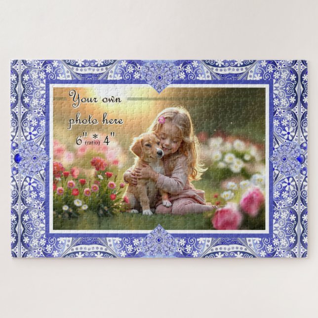 Ceramic lace Blue of Greece Jigsaw Puzzle (Horizontal)
