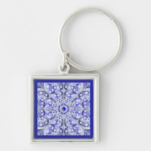 Ceramic Lace Blue of Greece Keychain