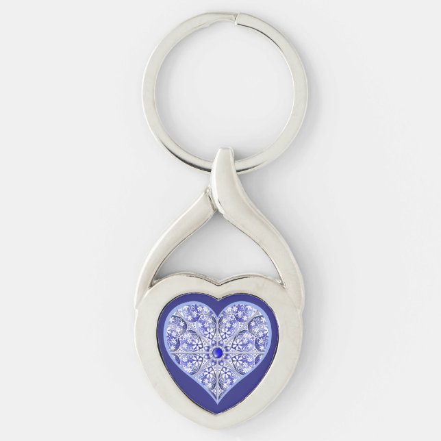 ceramic lace Blue of Greece Keychain (Front)