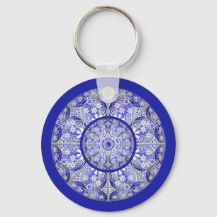 Ceramic Lace Blue of Greece Keychain