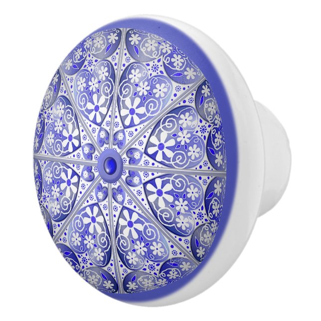 Ceramic lace Blue of Greece Knob (Right)