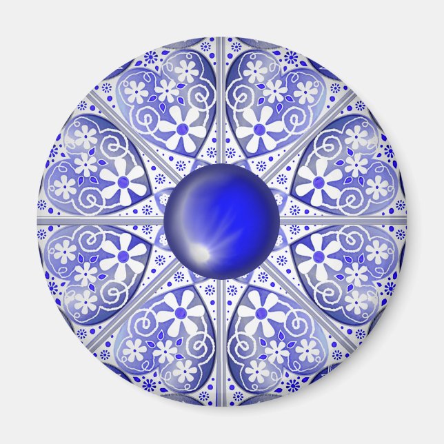 ceramic lace Blue of Greece Magnet (Front)