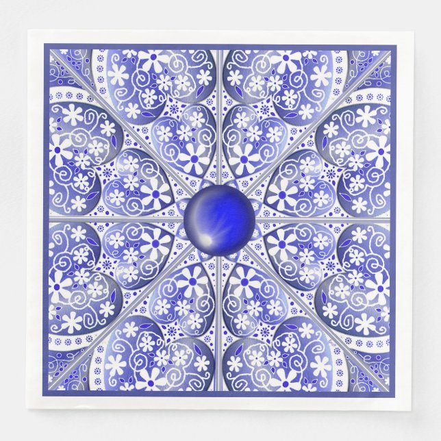 Ceramic Lace Blue of Greece Napkin (Front)