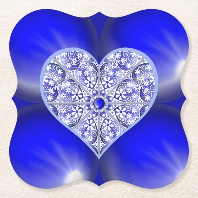 Ceramic Lace Blue of Greece Paper Coaster (Front)