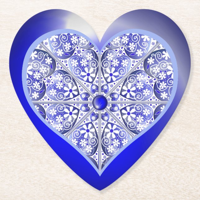 Ceramic Lace Blue of Greece Paper Coaster (Front)