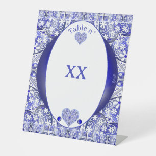 Ceramic Lace Blue of Greece Pedestal Sign