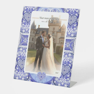 Ceramic lace Blue of greece Pedestal Sign