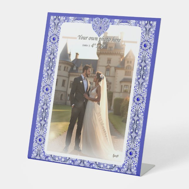 Ceramic lace Blue of greece Pedestal Sign (Front)