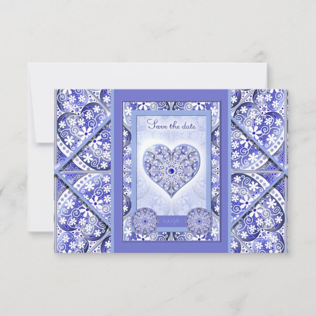 Ceramic lace Blue of Greece RSVP Card (Front)