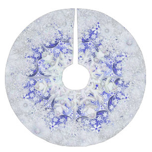 Ceramic Lace Blue of Greece & snowflake Brushed Polyester Tree Skirt
