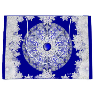 Ceramic lace blue of greece & snowflake large gift bag