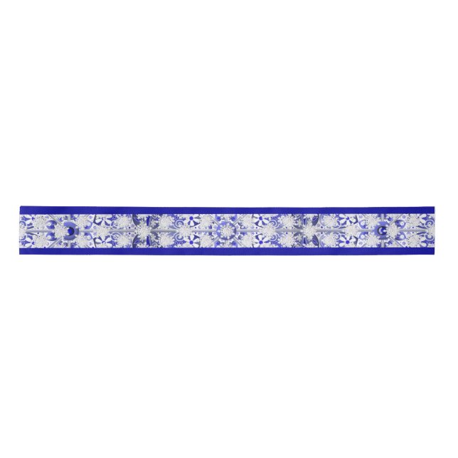 Ceramic Lace Blue of Greece & snowflake Satin Ribbon (Front)