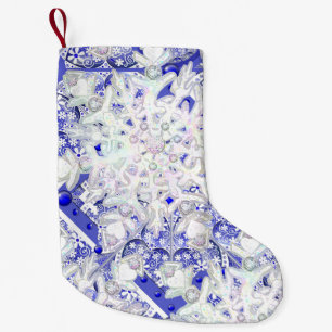 Ceramic Lace Blue of Greece & snowflake Small Christmas Stocking