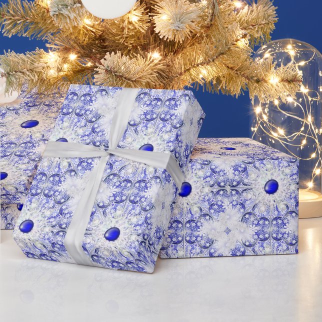 Ceramic Lace Blue of Greece & snowflake Wrapping Paper (Holidays)