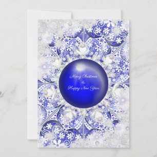 Ceramic Lace Blue of Greece & snowflakes Card