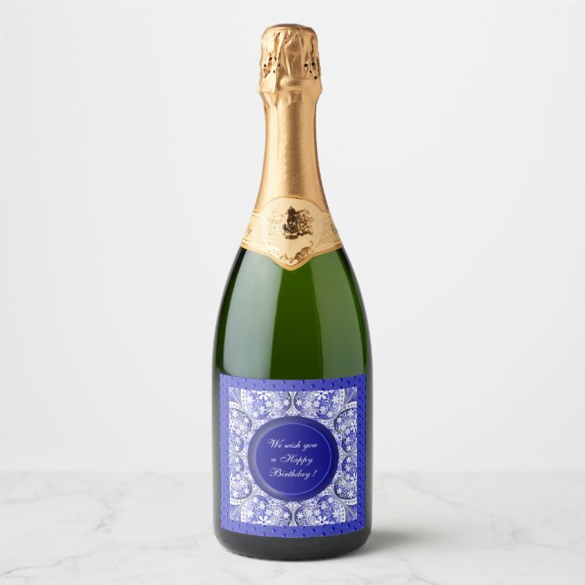 Ceramic lace Blue of Greece Sparkling Wine Label (Front)