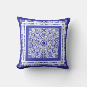 Ceramic lace Blue of Greece Throw Pillow