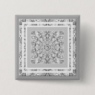 Ceramic lace Grey 2 Inch Square Button